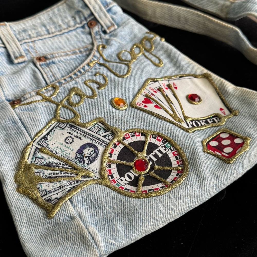 Handmade Upcylcled Denim Jeans Las Vegas Purse - Picture 3 of 10